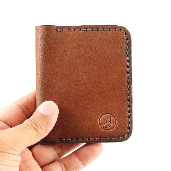 The Vertical Vogue: A Bifold Leather Wallet